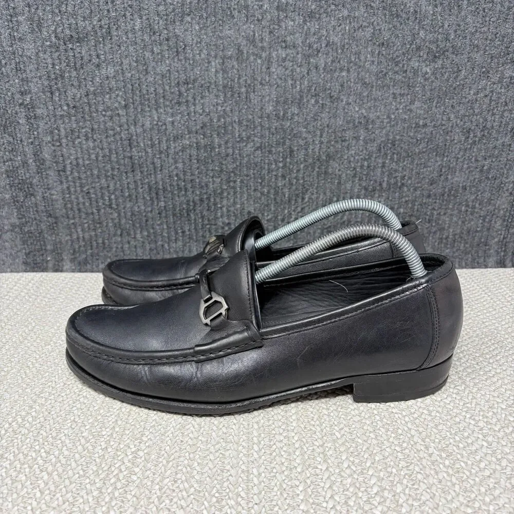 Allen Edmonds Vinci Black Leather Bit Loafers Moccasins Slip On Mens 8 Italy